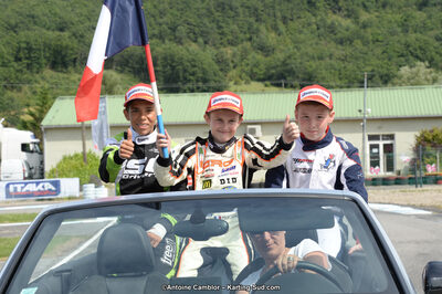 Adam ETEKI, Romann HEEREBOUT, Théo POURCHAIRE — 13/07/2014 : Championnat de France Minime / Cadet / Féminin à Lavelanet (Photos Antoine Camblor) 2014 — karting