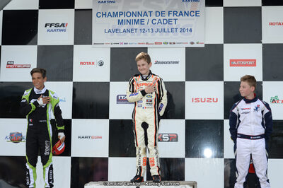 Adam ETEKI, Romann HEEREBOUT, Théo POURCHAIRE — 13/07/2014 : Championnat de France Minime / Cadet / Féminin à Lavelanet (Photos Antoine Camblor) 2014 — karting