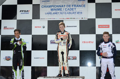 Adam ETEKI, Romann HEEREBOUT, Théo POURCHAIRE — 13/07/2014 : Championnat de France Minime / Cadet / Féminin à Lavelanet (Photos Antoine Camblor) 2014 — karting