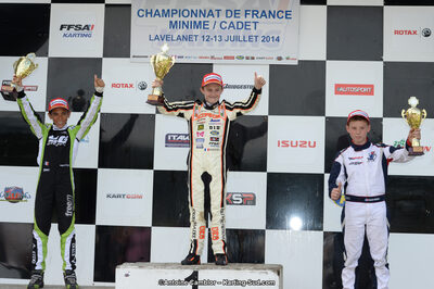 Adam ETEKI, Romann HEEREBOUT, Théo POURCHAIRE — 13/07/2014 : Championnat de France Minime / Cadet / Féminin à Lavelanet (Photos Antoine Camblor) 2014 — karting