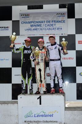 Adam ETEKI, Romann HEEREBOUT, Théo POURCHAIRE — 13/07/2014 : Championnat de France Minime / Cadet / Féminin à Lavelanet (Photos Antoine Camblor) 2014 — karting