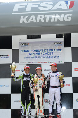 Adam ETEKI, Romann HEEREBOUT, Théo POURCHAIRE — 13/07/2014 : Championnat de France Minime / Cadet / Féminin à Lavelanet (Photos Antoine Camblor) 2014 — karting