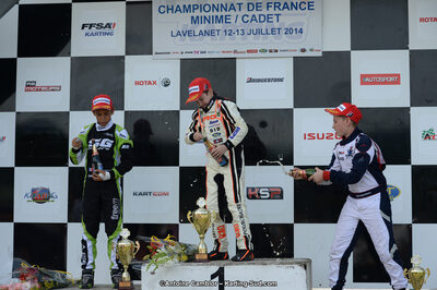 Adam ETEKI, Romann HEEREBOUT, Théo POURCHAIRE — 13/07/2014 : Championnat de France Minime / Cadet / Féminin à Lavelanet (Photos Antoine Camblor) 2014 — karting