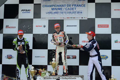 Adam ETEKI, Romann HEEREBOUT, Théo POURCHAIRE — 13/07/2014 : Championnat de France Minime / Cadet / Féminin à Lavelanet (Photos Antoine Camblor) 2014 — karting