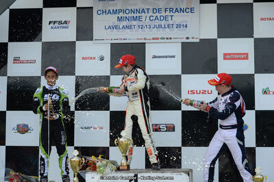 Adam ETEKI, Romann HEEREBOUT, Théo POURCHAIRE — 13/07/2014 : Championnat de France Minime / Cadet / Féminin à Lavelanet (Photos Antoine Camblor) 2014 — karting