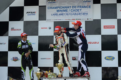 Adam ETEKI, Romann HEEREBOUT, Théo POURCHAIRE — 13/07/2014 : Championnat de France Minime / Cadet / Féminin à Lavelanet (Photos Antoine Camblor) 2014 — karting