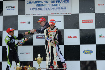 Adam ETEKI, Romann HEEREBOUT, Théo POURCHAIRE — 13/07/2014 : Championnat de France Minime / Cadet / Féminin à Lavelanet (Photos Antoine Camblor) 2014 — karting