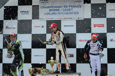 Adam ETEKI, Romann HEEREBOUT, Théo POURCHAIRE — 13/07/2014 : Championnat de France Minime / Cadet / Féminin à Lavelanet (Photos Antoine Camblor) 2014 — karting