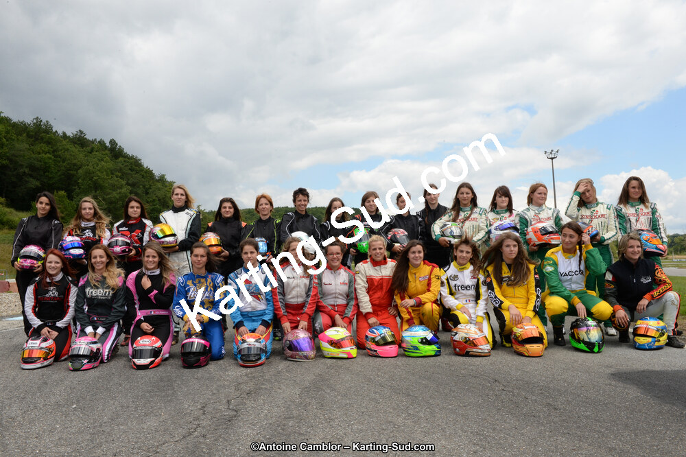 Cécile PERUZZARO, Olivia PAREDE, Sandra THOMAS et 1 autre — 13/07/2014 : Championnat de France Minime / Cadet / Féminin à Lavelanet (Photos Antoine Camblor) 2014 — karting