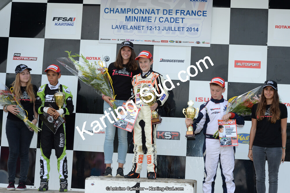 Adam ETEKI, Romann HEEREBOUT, Théo POURCHAIRE — 13/07/2014 : Championnat de France Minime / Cadet / Féminin à Lavelanet (Photos Antoine Camblor) 2014 — karting
