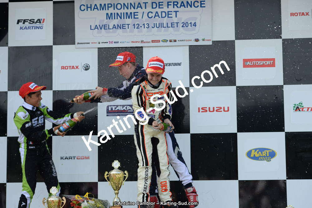 Adam ETEKI, Romann HEEREBOUT, Théo POURCHAIRE — 13/07/2014 : Championnat de France Minime / Cadet / Féminin à Lavelanet (Photos Antoine Camblor) 2014 — karting