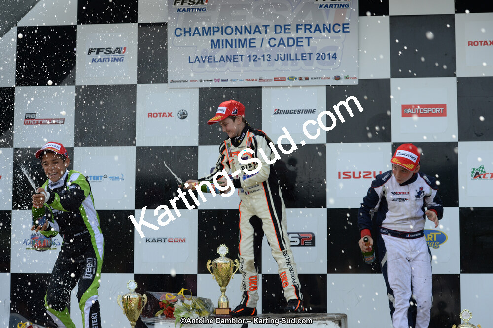 Adam ETEKI, Romann HEEREBOUT, Théo POURCHAIRE — 13/07/2014 : Championnat de France Minime / Cadet / Féminin à Lavelanet (Photos Antoine Camblor) 2014 — karting