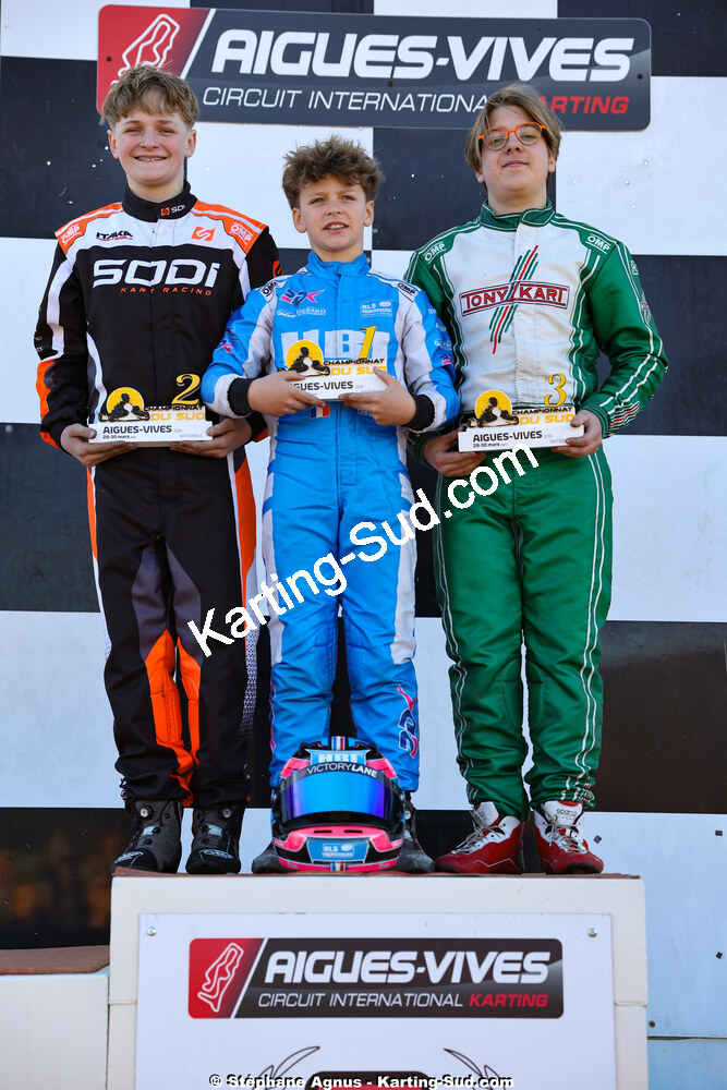 Andy DIAZ, Teo POLICAND, Tyméo CIAMA — 29 & 30/03/2025 : 2ème manche du Championnat du Sud au circuit d’Aigues-Vives (photos Stéphane Agnus) 2025 — karting