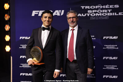 Isack HADJAR, Michel VERGNES — 18/12/2025 : Soirée des Trophées du Sport Automobile de la FFSA (photos Stéphane Agnus) 2025 — karting