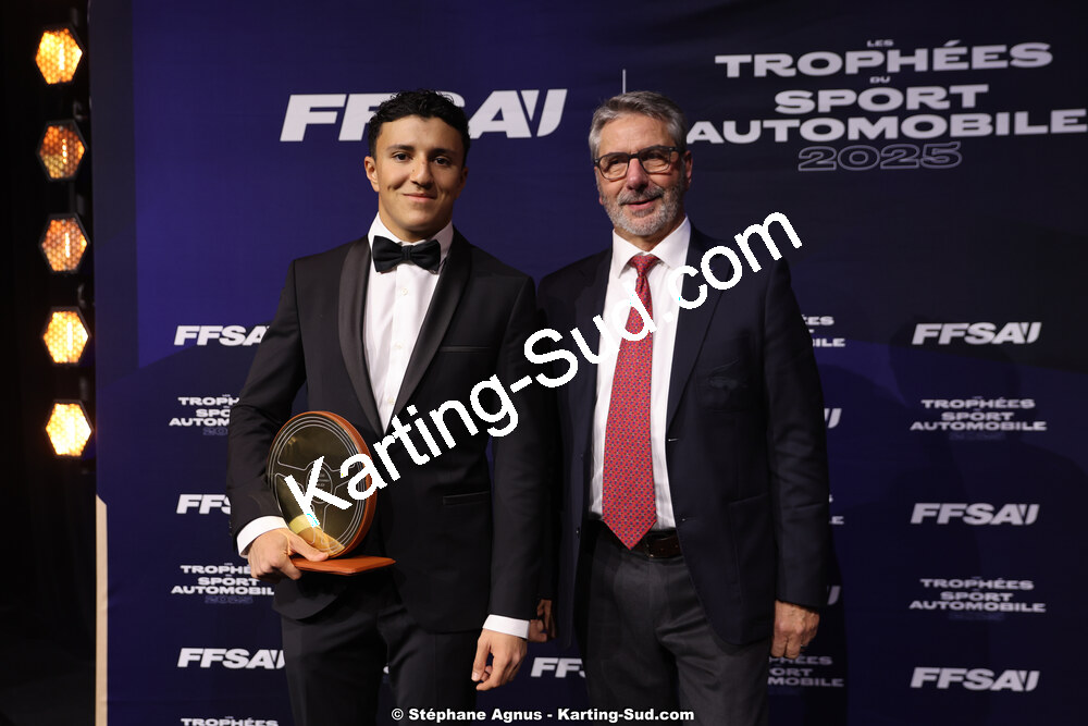 Isack HADJAR, Michel VERGNES — 18/12/2025 : Soirée des Trophées du Sport Automobile de la FFSA (photos Stéphane Agnus) 2025 — karting