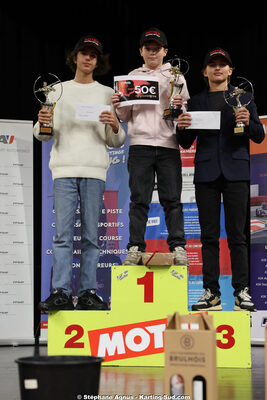Enzo BELICOT, Liam BERDINEL, Noé MADSEN — 17/01/2026 : Remise des Prix 2025 de la Ligue de Karting Nouvelle Aquitaine Sud (photos Stéphane Agnus) 2026 — karting
