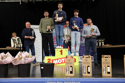 Alexandre RONCERO, Odette DEJUNIAT, Tom PANNETIER et 1 autre — 17/01/2026 : Remise des Prix 2025 de la Ligue de Karting Nouvelle Aquitaine Sud (photos Stéphane Agnus) 2026 — karting