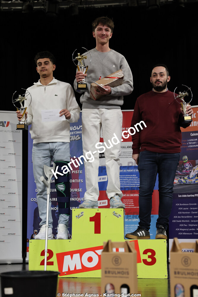 Dylan MEGE, Gianni LASSERRE, Tylan FERNANDES — 17/01/2026 : Remise des Prix 2025 de la Ligue de Karting Nouvelle Aquitaine Sud (photos Stéphane Agnus) 2026 — karting