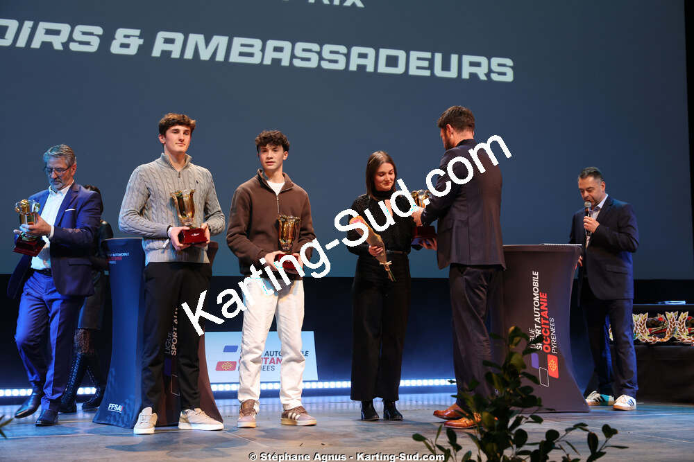 Alexandre MUNOZ, Michel VERGNES, Romain ANDRIOLO — 18/01/2026 : Remise des Trophées 2025 de la Ligue du Sport Automobile Occitanie-Pyrénées (photos Stéphane Agnus) 2026 — karting
