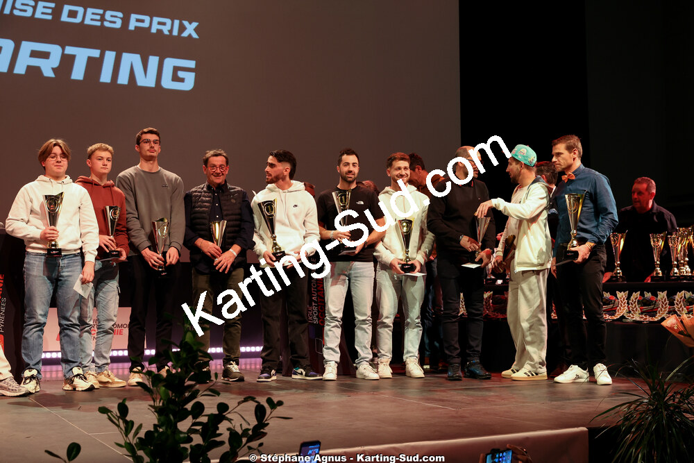 Andy DIAZ, Anthony DELCUROU, Steven SERVANT et 1 autre — 18/01/2026 : Remise des Trophées 2025 de la Ligue du Sport Automobile Occitanie-Pyrénées (photos Stéphane Agnus) 2026 — karting