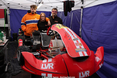 Camille DELFAU, Christophe DELFAU, Louise Marie DUPUY — 28/02 & 01/03/2026 : 1ère manche du Championnat du Sud 2026 à Aigues-Vives (photos Stéphane Agnus) 2026 — karting