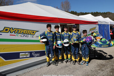 Dayan SERANO, Gabin BONAFOS, Marin LECLERC et 1 autre — 28/02 & 01/03/2026 : 1ère manche du Championnat du Sud 2026 à Aigues-Vives (photos Stéphane Agnus) 2026 — karting