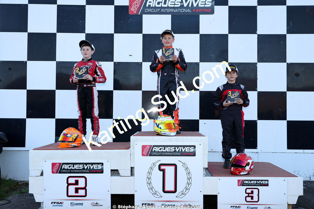 Aaron BORDANOVA, Owen FRONTIER, Romeo POINSOT — 28/02 & 01/03/2026 : 1ère manche du Championnat du Sud 2026 à Aigues-Vives (photos Stéphane Agnus) 2026 — karting