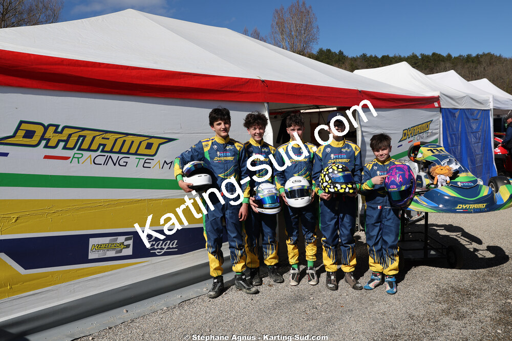 Dayan SERANO, Gabin BONAFOS, Marin LECLERC et 1 autre — 28/02 & 01/03/2026 : 1ère manche du Championnat du Sud 2026 à Aigues-Vives (photos Stéphane Agnus) 2026 — karting
