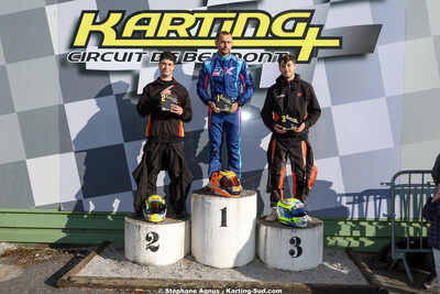 Axel BOYER, Jules LAGARRIGUE, Yann BOUVIER — 28 & 29/03/2026 : 2ème manche Championnat du Sud 2026 à Belmont sur Rance (photos Stéphane Agnus) 2026 — karting