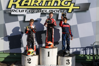 Aaron BORDANOVA, Lucas REDOUTE, Owen FRONTIER — 28 & 29/03/2026 : 2ème manche Championnat du Sud 2026 à Belmont sur Rance (photos Stéphane Agnus) 2026 — karting