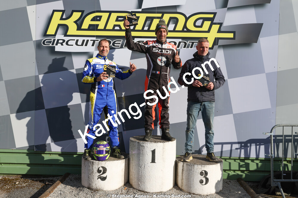 Jérôme ROCA, John HUGUET, Sébastien ANDRES — 28 & 29/03/2026 : 2ème manche Championnat du Sud 2026 à Belmont sur Rance (photos Stéphane Agnus) 2026 — karting