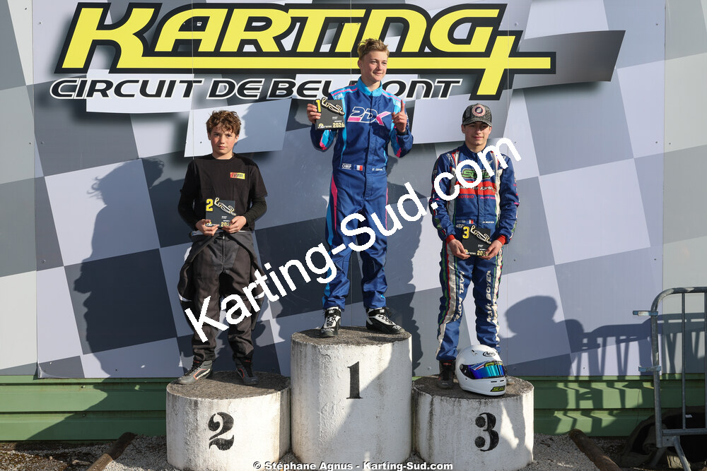 Gabriel GERDIL, Liam BERDINEL, Maël BOYER — 28 & 29/03/2026 : 2ème manche Championnat du Sud 2026 à Belmont sur Rance (photos Stéphane Agnus) 2026 — karting