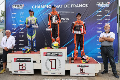 Alois GIRARDET, Jean-Rémy DUPUY, Marc SANCHEZ et 1 autre — 11 & 12/07/2026 : Championnat de France Mini 60 / Sénior, Master & Gentleman IAME à Aigues-Vives(Photos Stéphane Agnus) 2026 — karting