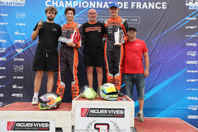 Alois GIRARDET, Camille DELFAU, Jean-Rémy DUPUY et 1 autre — 11 & 12/07/2026 : Championnat de France Mini 60 / Sénior, Master & Gentleman IAME à Aigues-Vives(Photos Stéphane Agnus) 2026 — karting