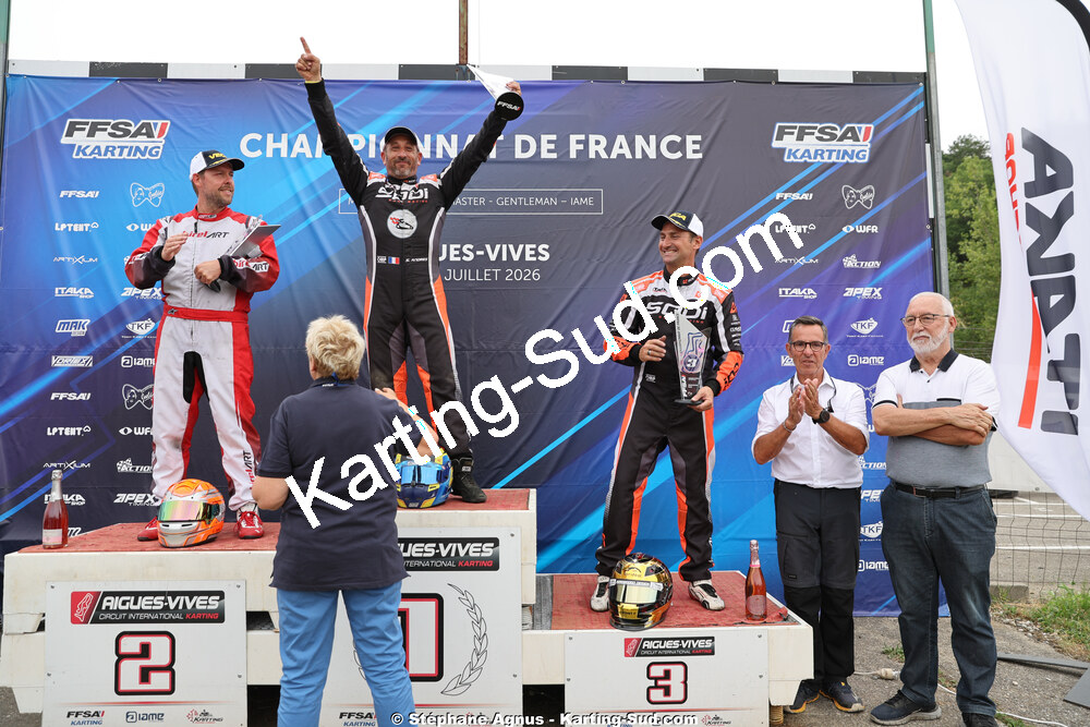 Franck AYMARD, Marc SANCHEZ, Sébastien ANDRES — 11 & 12/07/2026 : Championnat de France Mini 60 / Sénior, Master & Gentleman IAME à Aigues-Vives(Photos Stéphane Agnus) 2026 — karting