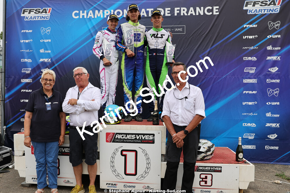 Evan MAINIER, Martine RAYNAUD, Matéo RIVALS et 1 autre — 11 & 12/07/2026 : Championnat de France Mini 60 / Sénior, Master & Gentleman IAME à Aigues-Vives(Photos Stéphane Agnus) 2026 — karting