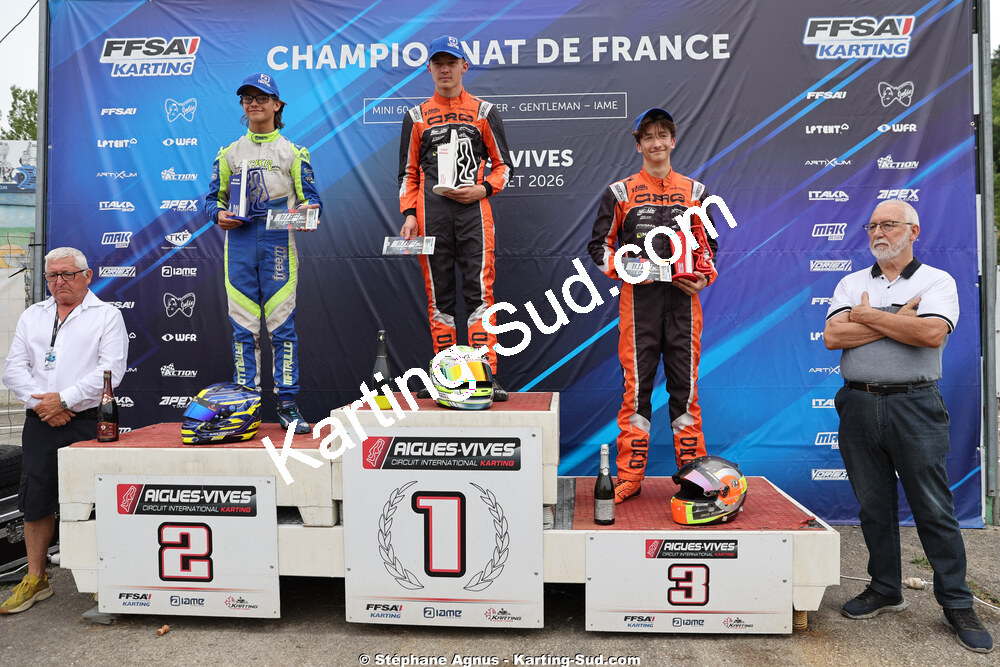 Alois GIRARDET, Jean-Rémy DUPUY, Marc SANCHEZ et 1 autre — 11 & 12/07/2026 : Championnat de France Mini 60 / Sénior, Master & Gentleman IAME à Aigues-Vives(Photos Stéphane Agnus) 2026 — karting
