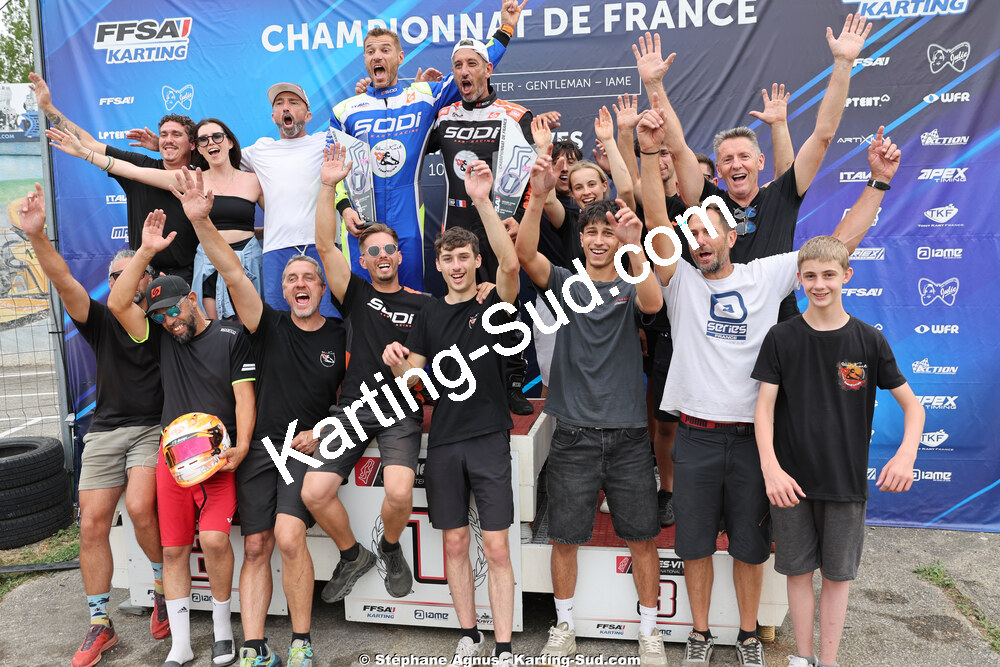 Anthony DELCUROU, Laura BOURGUET, Sébastien ANDRES et 1 autre — 11 & 12/07/2026 : Championnat de France Mini 60 / Sénior, Master & Gentleman IAME à Aigues-Vives(Photos Stéphane Agnus) 2026 — karting