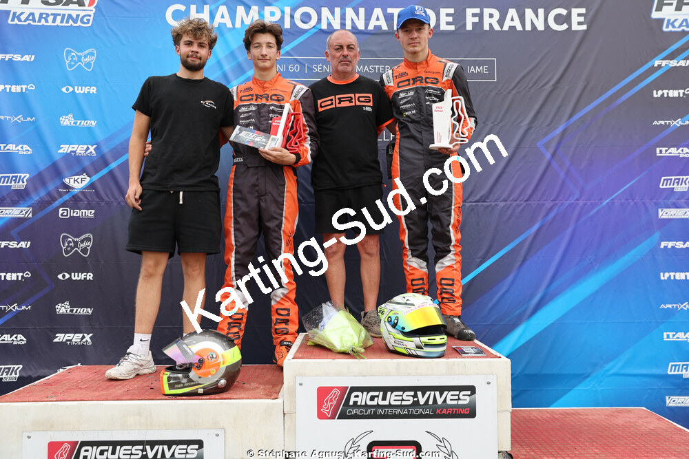 Alois GIRARDET, Camille DELFAU, Jean-Rémy DUPUY et 1 autre — 11 & 12/07/2026 : Championnat de France Mini 60 / Sénior, Master & Gentleman IAME à Aigues-Vives(Photos Stéphane Agnus) 2026 — karting