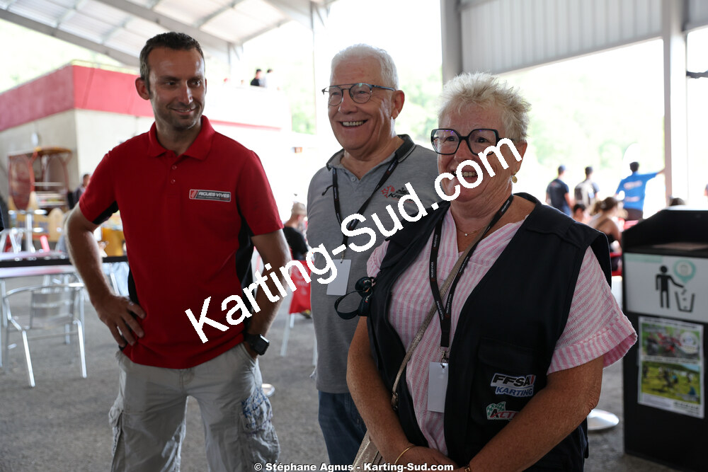 Bernard NAVARRO, Christiane TERRASSE, Fabien SANCHEZ — 11 & 12/07/2026 : Championnat de France Mini 60 / Sénior, Master & Gentleman IAME à Aigues-Vives(Photos Stéphane Agnus) 2026 — karting