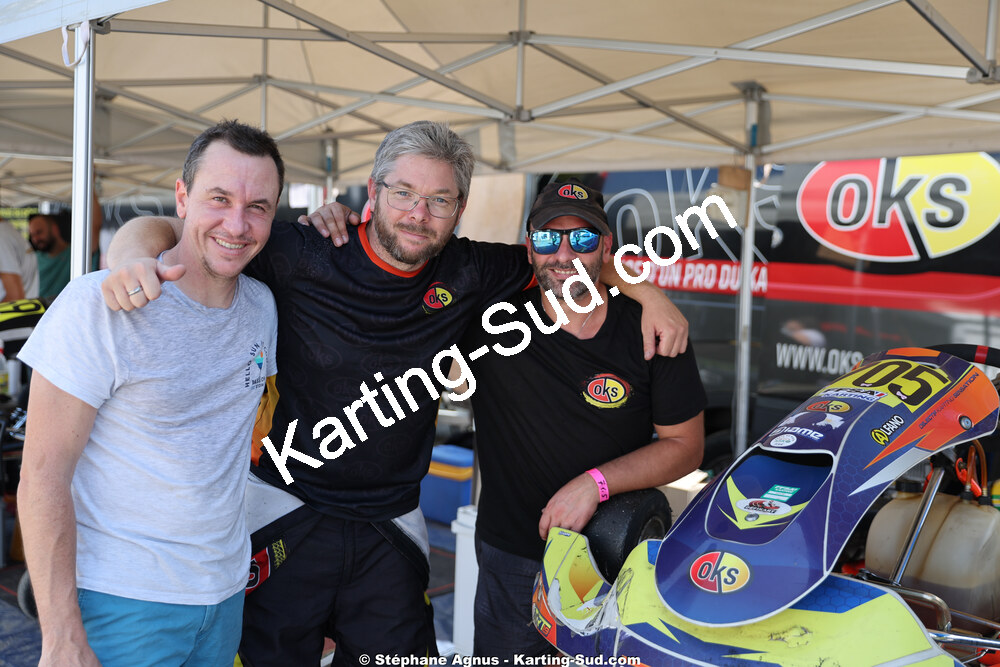 Cédric MARGUERITIN, Guillaume POUS, Marc LARIVE — 11 & 12/07/2026 : Championnat de France Mini 60 / Sénior, Master & Gentleman IAME à Aigues-Vives(Photos Stéphane Agnus) 2026 — karting