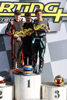 Axel DUBOIS GIRONES, Jules BAQUE, Loan SEGARRA — 06/09/2026 : 2ème manche du Challenge Jean-Claude Sanchez à Belmont sur Rance (Photos Stéphane Agnus) 2026 — karting