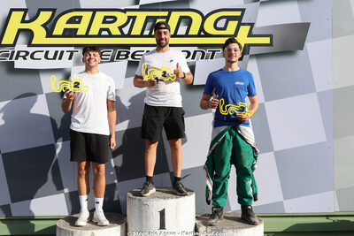 Dorian POLI, Sacha CATALA, Tanguy MUNOZ — 06/09/2026 : 2ème manche du Challenge Jean-Claude Sanchez à Belmont sur Rance (Photos Stéphane Agnus) 2026 — karting
