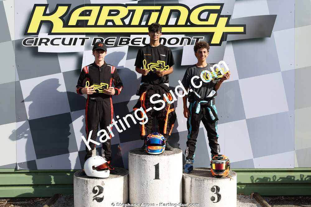 Axel DUBOIS GIRONES, Jules BAQUE, Loan SEGARRA — 06/09/2026 : 2ème manche du Challenge Jean-Claude Sanchez à Belmont sur Rance (Photos Stéphane Agnus) 2026 — karting