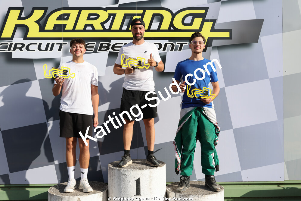 Dorian POLI, Sacha CATALA, Tanguy MUNOZ — 06/09/2026 : 2ème manche du Challenge Jean-Claude Sanchez à Belmont sur Rance (Photos Stéphane Agnus) 2026 — karting