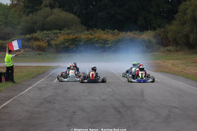 Diego MARRACO GRACIA, German KOZUSEV, Lola CHABOCHE — 04/10/2026 : 5ème manche du Trophée Ufolep Karting Nouvelle Aquitaine à Lescar (Photos Stéphane Agnus) 2026 — karting