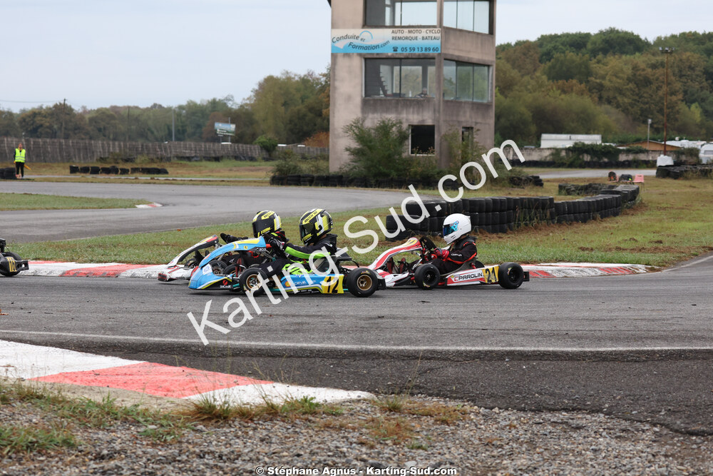Achille DE OLIVEIRA, Arthur DELGRANGE, Gabriel LONGEAGNE — 04/10/2026 : 5ème manche du Trophée Ufolep Karting Nouvelle Aquitaine à Lescar (Photos Stéphane Agnus) 2026 — karting